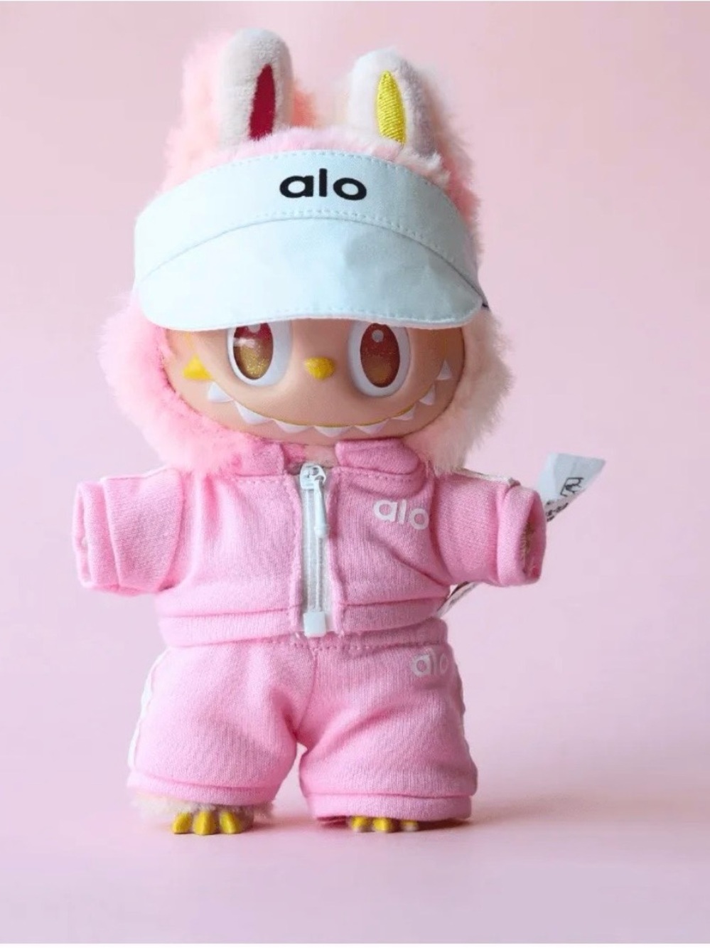 🎀 NEW Designer Pink Tracksuit & White Visor Outfit for Labubu | Sealed 🎀